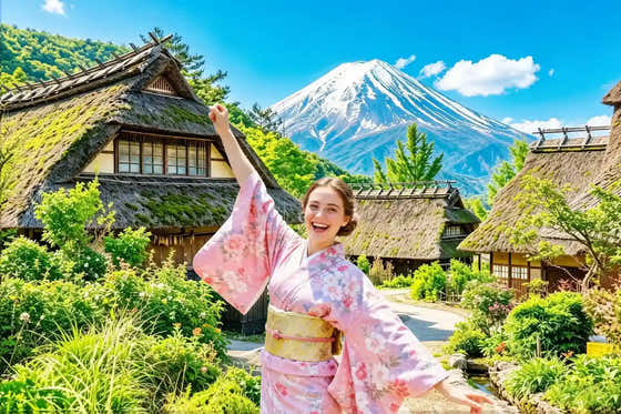Mt. Fuji, Saiko Iyashi-no-Sato & Lake Kawaguchi Views from Tokyo